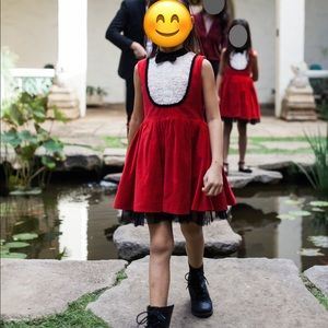 Harajuku Mini red velvet tuxedo Christmas dress